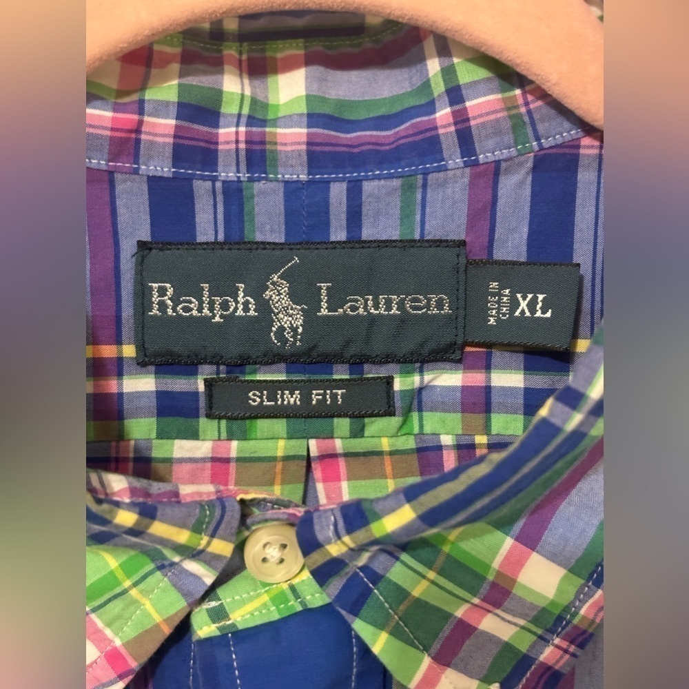 RALPH LAUREN MENS PLAID PINK PONY BUTTON DOWN SLIM FIT COTTON CLASSIC - Picture 3 of 5